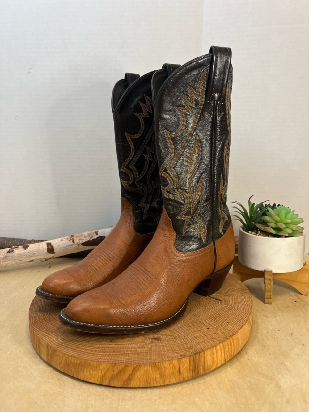 Vintage Tony Lama 1160 Duo Color Western Boots Style 1160 Size 7.5B